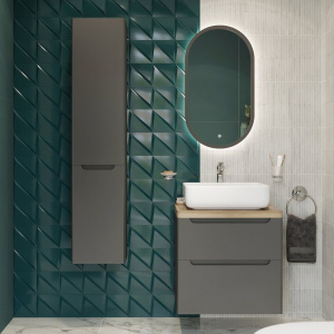 Мебель для ванной STWORKI Берген 60, серая со светлой столешницей, раковина Soul 1 Мебель для ванной STWORKI Берген 60, серая со светлой столешницей, раковина Soul 1