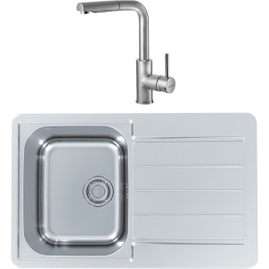 Комплект Мойка кухонная Alveus Line Max 80 сталь + Смеситель Siros 1132901 брашированная сталь Комплект Мойка кухонная Alveus Line Max 80 сталь + Смеситель Siros 1132901 брашированная сталь