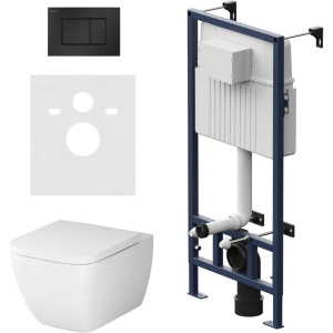 Комплект AM.PM Gem IS70238.901701 FlashClean с сиденьем микролифт, кнопка смыва черная матовая