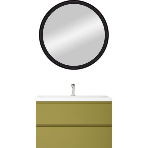 Мебель для ванной Art&Max Bianchi 100 подвесная, оливковая, белая раковина Мебель для ванной Art&Max Bianchi 100 подвесная, оливковая, белая раковина