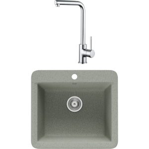 Комплект Мойка кухонная Domaci Парма V-251 серая + Смеситель Ливорно