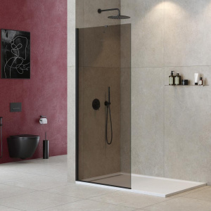 Душевая перегородка Cezares Liberta L-1-TB-110-BR-NERO профиль черный, стекло бронза