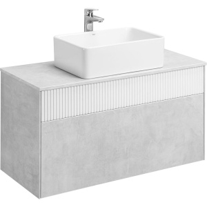 Тумба с раковиной AQUATON Марбл 100 слэйт, белая матовая, раковина 32700B000