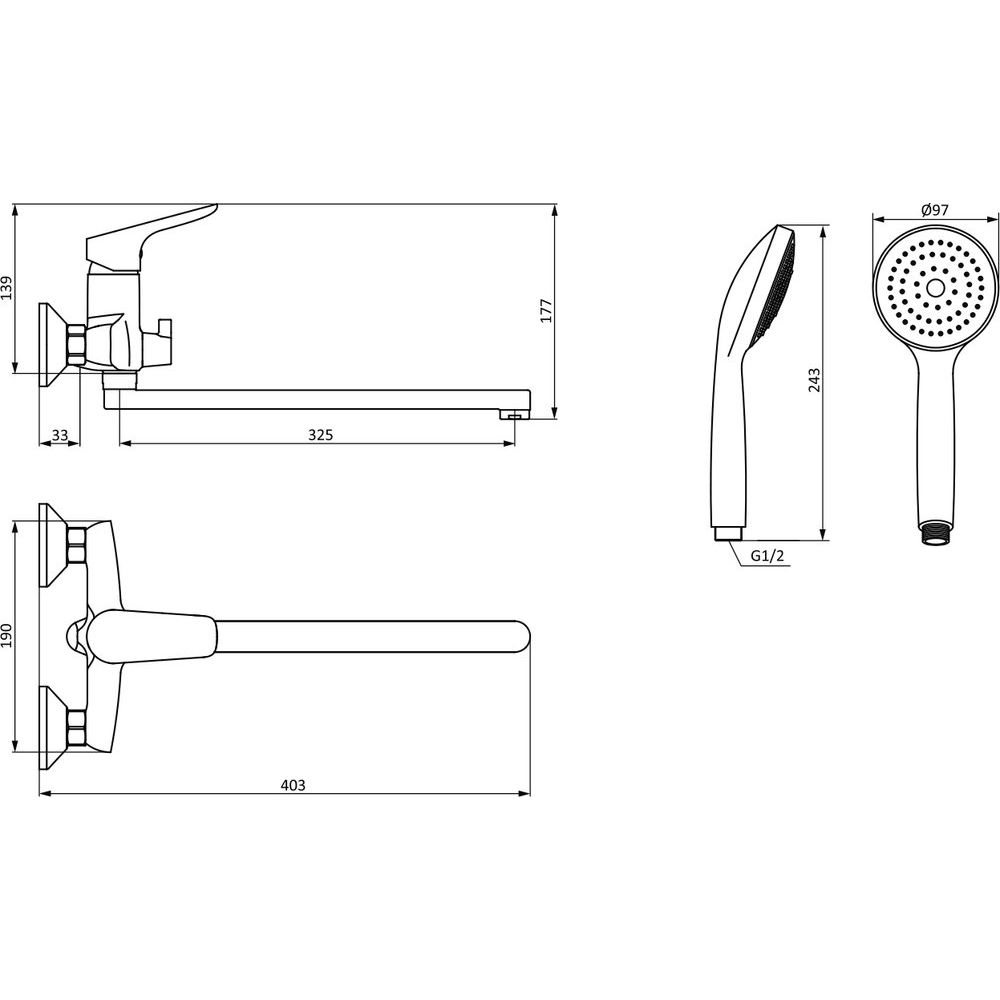 Купить Универсальный смеситель STWORKI Дублин HFDB95000 хром, однорычажный, с длинным изливом, настенный, латунь в Москве с доставкой Универсальный смеситель STWORKI Дублин HFDB95000 хром, однорычажный, с длинным изливом, настенный, латунь