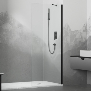 Душевая перегородка RGW Walk In WA-110B 90x195, профиль черный, стекло прозрачное 8 мм