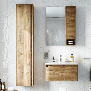 Мебель для ванной STWORKI Карлстад 60 дуб рустикальный, в стиле лофт, под дерево, подвесная (гарнитур, комплект)