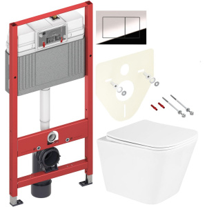 Комплект Унитаз подвесной BelBagno Due + Инсталляция TECE Now 9400412 4 в 1 с кнопкой смыва