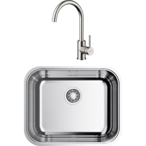 Комплект Мойка кухонная Omoikiri Omi 54-U/IF-IN нержавеющая сталь + Смеситель Shinagawa BN нержавеющая сталь