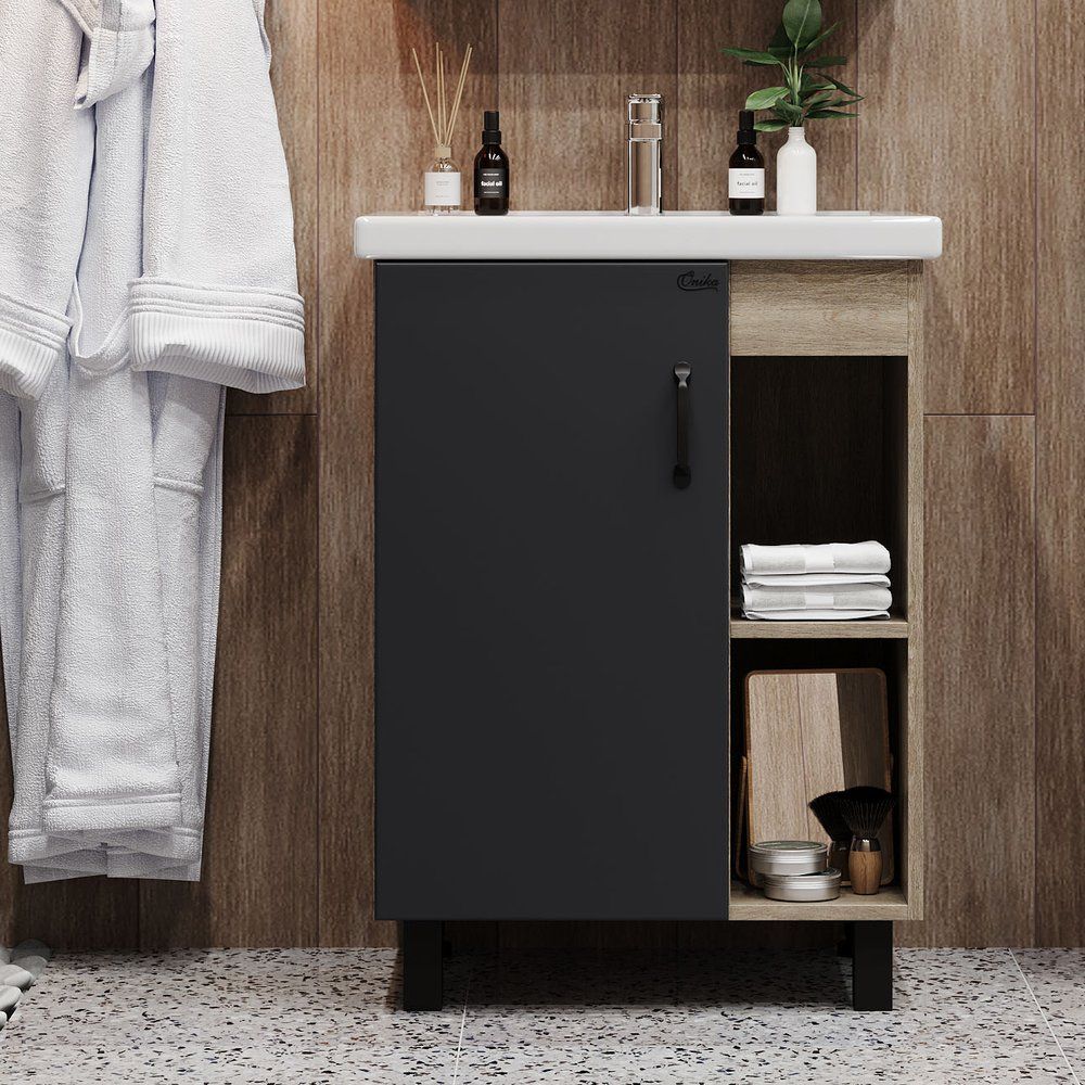 Купить Мебель для ванной Onika Тимбер 60.01 серая, дуб сонома в Москве с доставкой Мебель для ванной Onika Тимбер 60.01 серая, дуб сонома