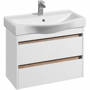 Тумба с раковиной Aquaton Нортон 80 1A2489K0NT010 белый глянец, дуб эндгрейн