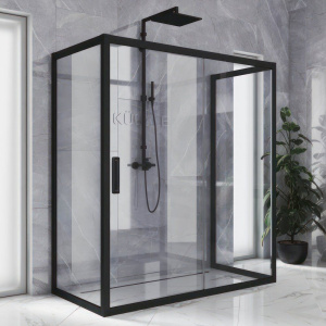 Душевой уголок Kubele DE019 R2U-CLN-BLMT 120х100 см, профиль матовый черный