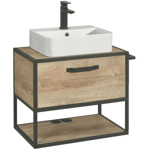 Тумба с раковиной AQUATON Лофт Фабрик 65 дуб эндгрейн со столешницей