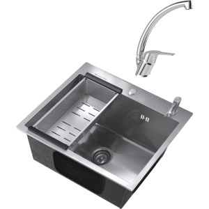 Комплект Мойка кухонная Ulgran 50х45, брашированная сталь + Смеситель MEGA Mega MG-BMK016 хром