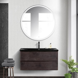 Мебель для ванной BelBagno Albano 120 подвесная, rovere nature grigio, черная матовая раковина