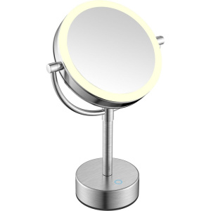 Косметическое зеркало Java S-M221L с подсветкой, двухстороннее, поворотное, сатин