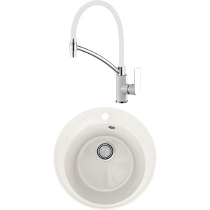 Комплект Мойка кухонная Practik PR-M 475-001 белый камень + Смеситель Haiba HB72505-8 белый Комплект Мойка кухонная Practik PR-M 475-001 белый камень + Смеситель Haiba HB72505-8 белый