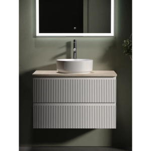 Тумба с раковиной Sancos Snob R 80 см, bianco, столешница бежевая, раковина CN5001