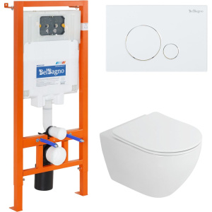 Комплект Унитаз подвесной Cezares Stylus-tor CZR-6601-TH-TOR безободковый, крышка CZR2316SC, инсталляция BB002-80 с кнопкой BB014-SR-BIANCO