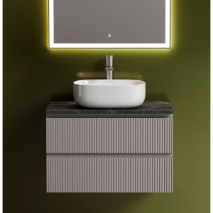 Тумба с раковиной Sancos Snob T 80 см, doha soft, столешница черный мрамор, раковина CN6018 Тумба с раковиной Sancos Snob T 80 см, doha soft, столешница черный мрамор, раковина CN6018