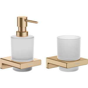 Набор Hansgrohe AddStoris Стакан 41749140 + Дозатор 41745140, шлифованная бронза