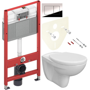Комплект Унитаз подвесной DIWO Анапа безободковый + Крышка 800-003-709 дюропласт, с микролифтом + Инсталляция TECE Now 9400412 4 в 1 с кнопкой смыва