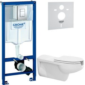Комплект Унитаз подвесной BOCCHI Care&Confort 2011-001-0129 глянцевый белый + Крышка A0324-001 с микролифтом, глянцевая белая + Инсталляция Grohe Rapid SL 38772001 3 в 1 с кнопкой смыва + Шумоизоляция
