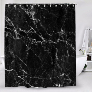Штора для ванной Ridberg 1211341, 180х200, черный мрамор Штора для ванной Ridberg 1211341, 180х200, черный мрамор
