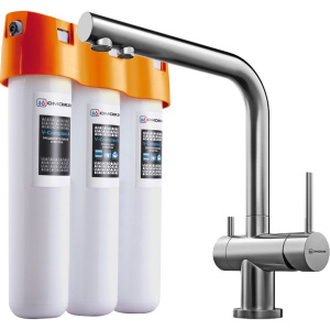 Комплект Смеситель Omoikiri Nagano BN нержавеющая сталь + Фильтр Pure Drop Lite