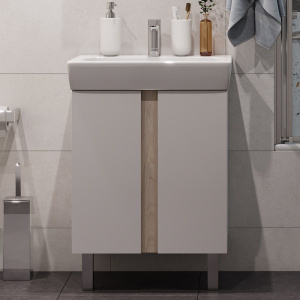 Тумба с раковиной AQUATON Кантри 60, белый/дуб верона Тумба с раковиной AQUATON Кантри 60, белый/дуб верона
