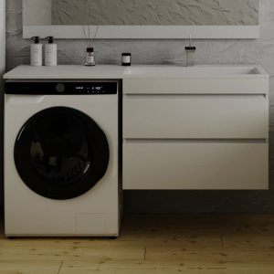 Тумба с раковиной Style Line Даллас 140 Люкс Plus R подвесная, 2 ящика, эмаль