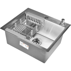 Мойка кухонная Wisent 5044 с раздвижным коландером и дозатором, сатин