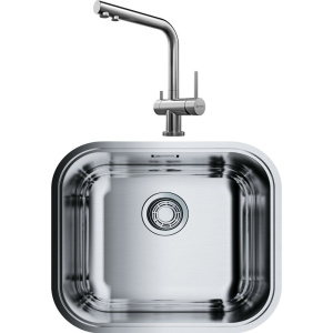 Комплект Мойка кухонная Omoikiri Omi 49-U-IN нержавеющая сталь + Смеситель Nagano BN нержавеющая сталь