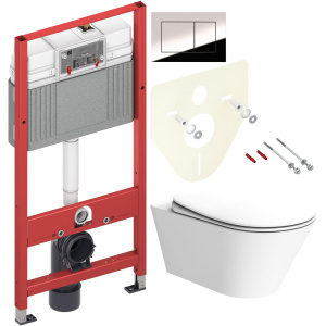 Комплект Унитаз подвесной Boheme Avva 972-MW белый матовый + Крышка 976-MW белая матовая + Инсталляция TECE Now 9400412 4 в 1 с кнопкой смыва