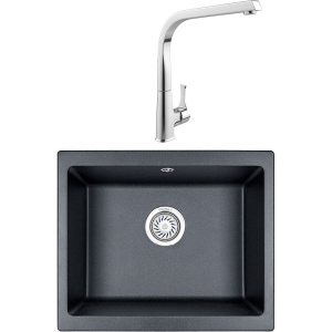 Комплект Мойка кухонная Granula 5551, шварц + Смеситель MEGA Mega