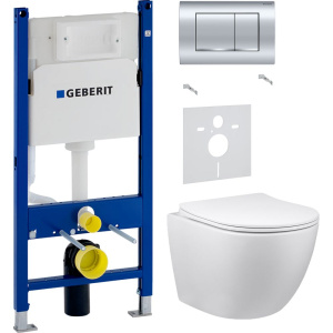 Комплект Унитаз подвесной Vincea Globo + Шумоизоляция Geberit + Инсталляция Duofix Delta 458.163.21.1 с кнопкой смыва, хром