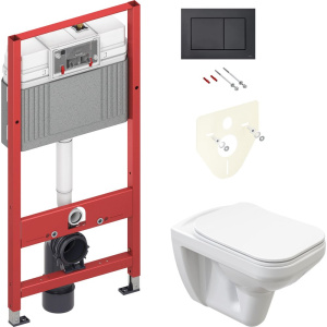 Комплект Унитаз подвесной STWORKI Дублин SETK3504-0605-001-1-6000 с микролифтом + Инсталляция TECE Now 9400414 4 в 1 с кнопкой смыва