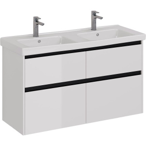 Тумба с раковиной Lemark Combi 125 черная, белая глянцевая