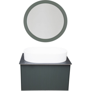 Мебель для ванной La Fenice Terra 60 серая, черная столешница, матовая раковина