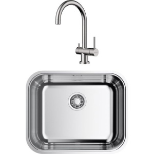 Комплект Мойка кухонная Omoikiri Omi 54-U/IF-IN нержавеющая сталь + Смеситель Yamada BN нержавеющая сталь