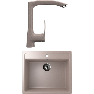 Комплект Мойка кухонная Ulgran U-104 -302 песочная + Смеситель U-005 -302 песочный Комплект Мойка кухонная Ulgran U-104 -302 песочная + Смеситель U-005 -302 песочный