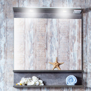 Зеркало Бриклаер Чили 80 цемент, с подсветкой и полкой Зеркало Бриклаер Чили 80 цемент, с подсветкой и полкой