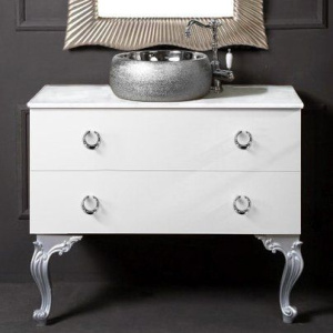 Тумба с раковиной Armadi Art NeoArt 100 белая с ручками Drop хром, с ножками Тумба с раковиной Armadi Art NeoArt 100 белая с ручками Drop хром, с ножками