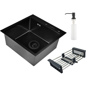 Мойка кухонная Wisent WG 5050B с PVD покрытием, с раздвижным коландером и дозатором