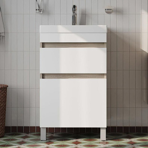 Тумба с раковиной IDDIS Zodiac 50 напольная, с ящиками, белая, ясень-шимо Тумба с раковиной IDDIS Zodiac 50 напольная, с ящиками, белая, ясень-шимо