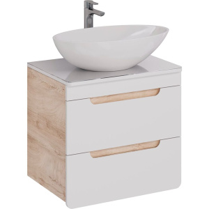 Тумба с раковиной Lemark Olivia 65 дуб кантри, белая глянцевая, раковина Триумф