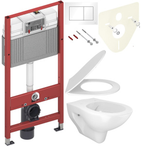Комплект Унитаз подвесной STWORKI Хедмарк 3510 безободковый + Крышка Smart 0302 с микролифтом + Инсталляция TECE Base 9400413 4 в 1 с кнопкой смыва
