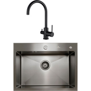 Комплект Мойка кухонная Kaiser KSM-6046 черная + Смеситель Merkur 26744-9 черный