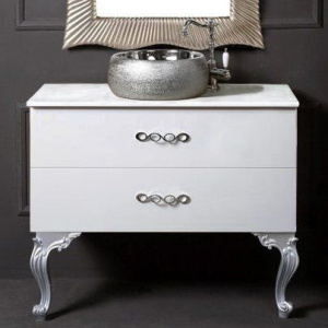 Тумба с раковиной Armadi Art NeoArt 100 белая с ручками Wave хром, с ножками