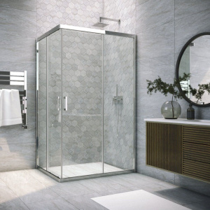 Душевой уголок Vegas Glass ZA-F Tur Novo h1900 100*90 08 01 профиль глянцевый хром, стекло прозрачное