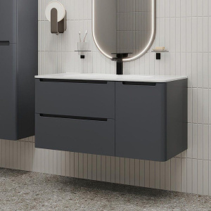 Тумба с раковиной IDDIS Edifice 100 подвесная, темно-серая